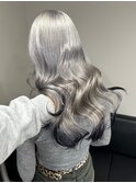 11383ホワイトブロンド韓国風巻きワンホンヘアホワイトアッシュ