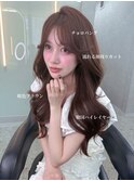 薄め前髪/暖色カラー/ピンクブラウン/博多美容室