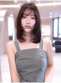 20代大人ガーリーミディアムレイヤーカット/ダークアッシュ