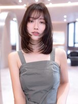 エースハバナ 渋谷(1 HAVANA)&nbsp;20代大人ガーリーミディアムレイヤーカット/ダークアッシュ