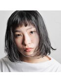 ショートバング × 切りっぱなしボブ【FIRST】 毛先パーマ