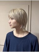 blonde hair × men's wolf cut