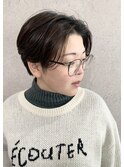 メンズライクくせ毛センターパートショートパーマナチュラル