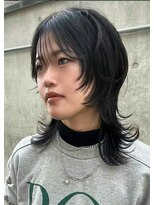 エミュ 表参道 青山(emu) 【emu 】ミディアムレイヤー/黒髪/ウルフ/2ウェイバング