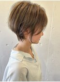 大人可愛い20代30代40代前下がりショートボブ丸みショート◎