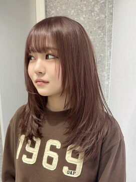 サンク 原宿 表参道(cinq) ★ロングレイヤーカットブリーチなしダブルカラーマロンベージュ