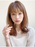 ミディアムレイヤー、外ハネボブ、グレージュ☆