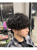 波巻きパーマ×刈り上げマッシュ