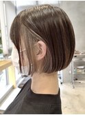 横浜西口ストレートパーマタッセルボブアッシュベージュカラー