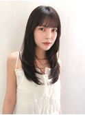 くびれレイヤー/オリーブベージュ/顔周り/シースルー/銀座