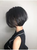 30代40代50代小顔マニッシュショートフレンチボブネイビーカラー