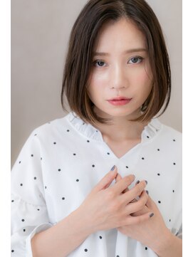 カバーヘア ブリス 大宮西口(COVER HAIR bliss) イヤリングカラー前下がり小顔ぱっつんボブY大宮20代30代40代