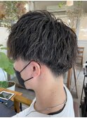 縦落ちツイストパーマハードツイスト束感刈り上げマッシュ