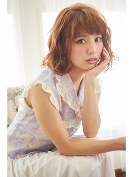 フェリシータ 緑地公園店(felicita) 厚めバング無造作ほつれウェービー甘辛ラウンドボブ