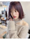 ボブ×ハイトーン×くすみピンクラベンダー