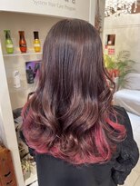 フレイストート(Frais Tout) ブリーチインナーカラーピンク　髪質改善　オージュア