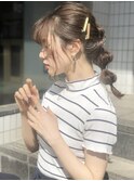 【Link】簡単アレンジ×ポニーアレンジ×玉ねぎヘア×ブラウン
