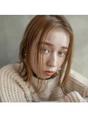 大人かわいい前髪セシルカットココアブラウンフリンジウェーブ