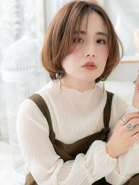 モッズヘア 越谷(mod's hair) センターパートミルクティーカラーミニボブc5越谷20代30代40代