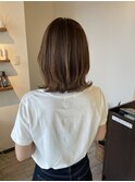 切りっぱなしボブハイライトベージュカラーショートレイヤーロブ