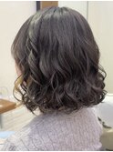 ボブのコテ巻き風パーマ上からしっかり目　新デジタルパーマ