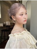 xヘアセット/イメチェン/ホワイトブロンド/外ハネボブ/美髪/