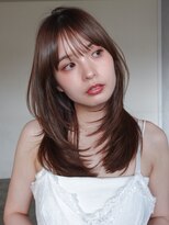 アイティーバイアルバム 北千住店(IT by ALBUM)&nbsp;暗めカラーロング顔周りレイヤー前髪カット_F30912