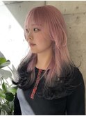 ピンクヘア/サクラ/裾カラー/デザインカラー