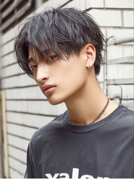 フレイムスヒュー 高崎店(FRAMES HUE) 黒髪人気ツーブロックセンターパートコンマヘアー韓国パーマ