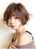 キュートなお顔を生かしたふわくしゅパーマスタイル/ボブパーマ