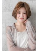 20代30代40代/小顔/抜け感/透明感/ベージュ/ひし形/大人ボブ
