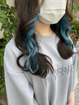 ボアップ 新居浜店(boappu) #インナー #カラー #プルエクステ #アクアブルー #ブルー #水色