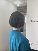 ぱつっとボブ　切りぱっなしボブ　ボブヘア　黒髪ボブ