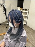 ブルーカラー/ブルーグレージュ/リボンアレンジ/ヘアセット/池袋