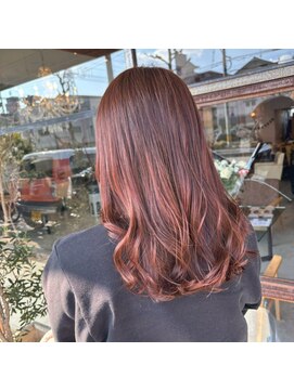 リトン(reton) 毛先カール/毛先パーマ/韓国風巻き×ピンクブラウン×艶髪