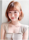 外ハネボブナチュラルカール艶感前髪フェイスフレーミング
