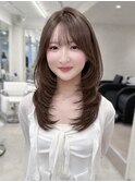 ミルクティー、ブリーチなしダブルカラー、レイヤー