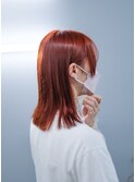 レッドカラーの切りっぱなしロブ