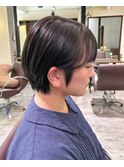 大人可愛い大人美人ショート人気シースルーバングブラウンカラー