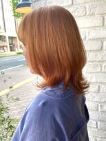 オッジ 西新店(Oggi)&nbsp;オレンジベージュ　ミディアムウルフ　レイヤーカット