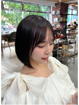ケーツー 谷町(K-two) 収まるボブスタイル*前髪ありボブ*黒髪*髪質改善トリートメント