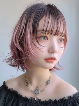 レヴ 草加店(LEV.) イメチェン外ハネボブホワイトブロンド美髪ワイドバング