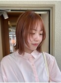 小川/オレンジベージュブリーチなしwカラーボブレイヤー吉祥寺