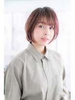 ミック 日暮里店(miq) ボルドー×斜めバング★旬顔ナチュラルボブa