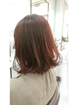 ピンナップガール pinup girl オレンジベージュ×切りっぱなしワンレンボブ