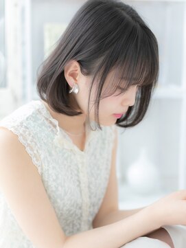 モッズヘア 越谷(mod's hair) 透け感グレージュツヤ髪前下がり小顔ミニボブa越谷20代30代40代