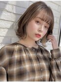外ハネボブ　切りっぱなしボブ　セクションカラー　似合わせボブ