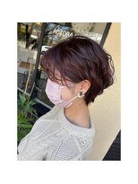 アオゾラヘアー フジサキグウ(AOZORA HAIR FUJISAKIGU) 丸みショート×ピンクブラウン