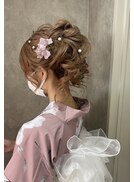 浴衣ヘア　アップスタイル　浴衣　ヘアセット