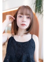 20代30代大人可愛い斜めバング/レイヤーカットグレージュカラー